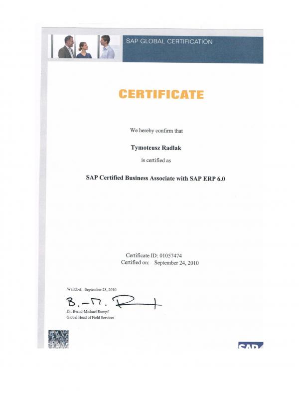 SAP Certified Business Associate with ERP